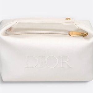 Dior White Cosmetic Bag with Gold Zipper